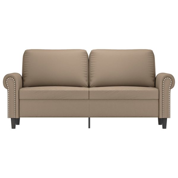 Sofá de 2 lugares 140 cm couro artificial cor cappuccino - Image 3