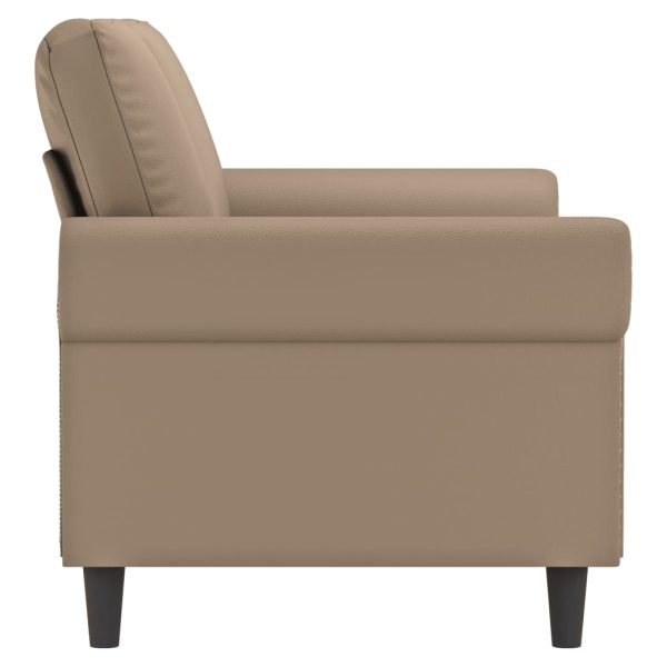 Sofá de 2 lugares 140 cm couro artificial cor cappuccino - Image 4