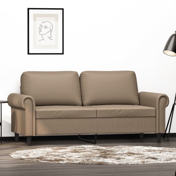 Sofá de 2 lugares 140 cm couro artificial cor cappuccino