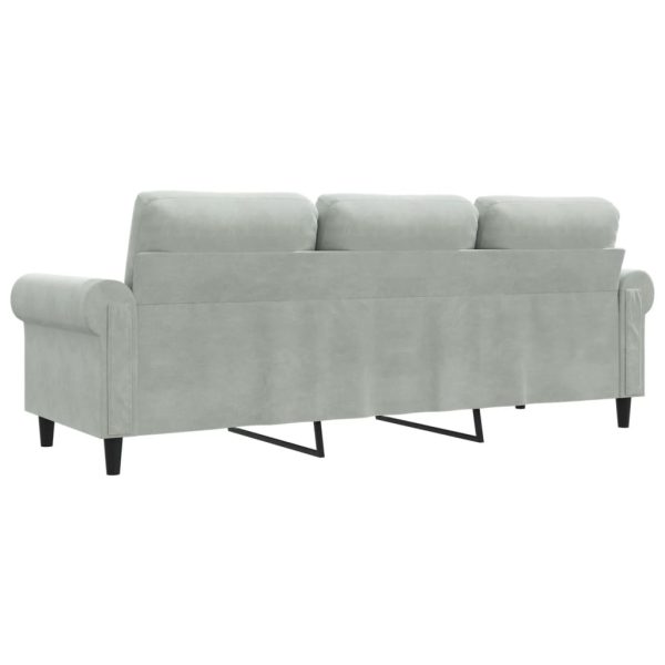 Sofá de 3 lugares 180 cm veludo cinzento-claro - Image 6