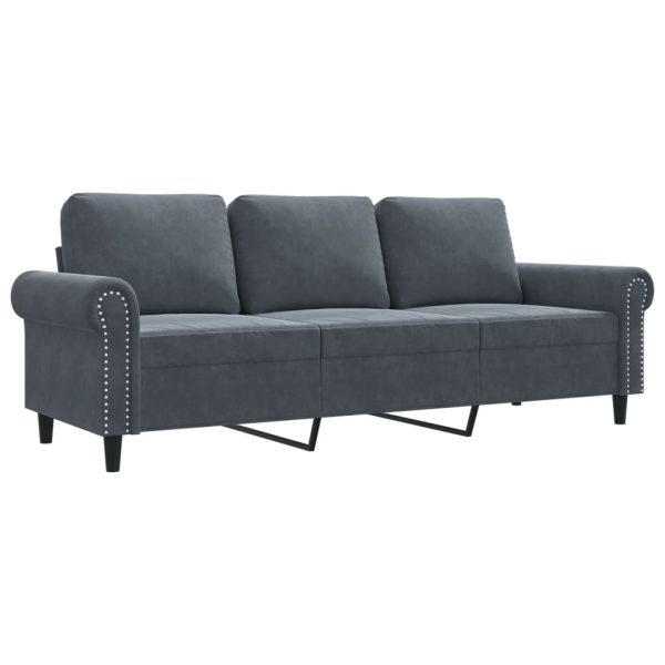 Sofá de 3 lugares 180 cm veludo cinza-escuro - Image 2