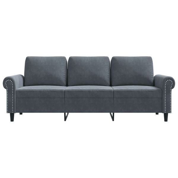 Sofá de 3 lugares 180 cm veludo cinza-escuro - Image 4