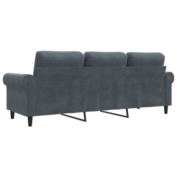 Sofá de 3 lugares 180 cm veludo cinza-escuro - Image 6