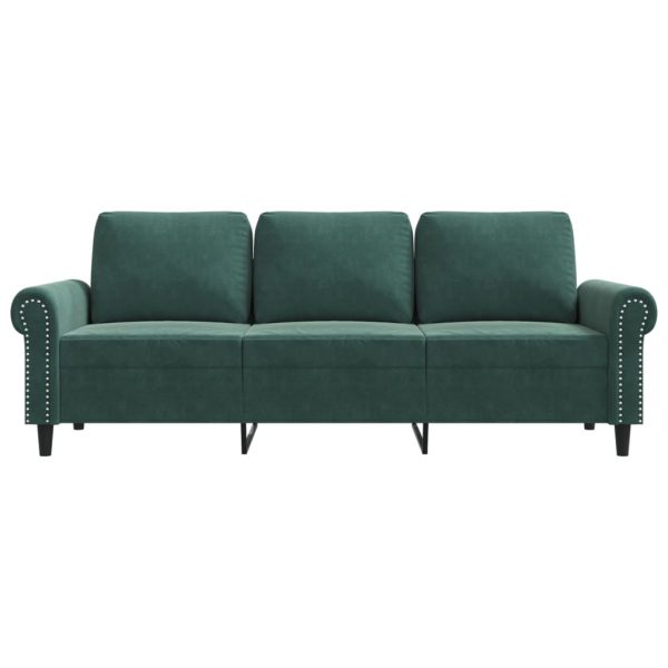 Sofá de 3 lugares 180 cm veludo verde-escuro - Image 4