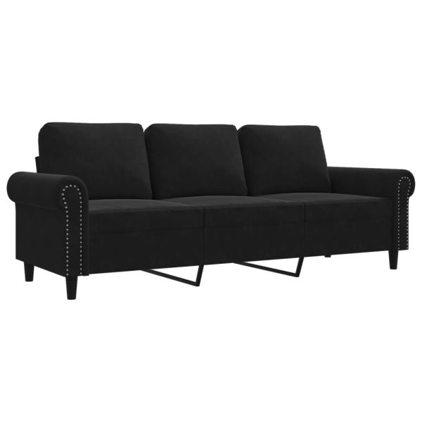 Sofá de 3 lugares 180 cm veludo preto - Image 2