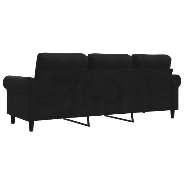 Sofá de 3 lugares 180 cm veludo preto - Image 6