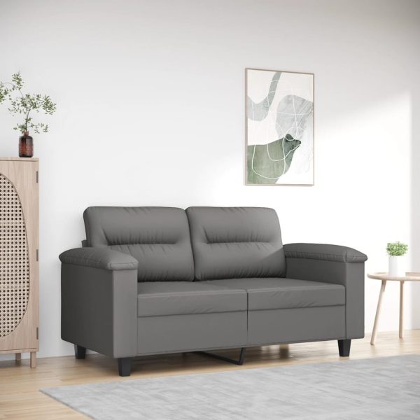Sofá de 2 lugares 120 cm tecido de microfibra cinzento-escuro