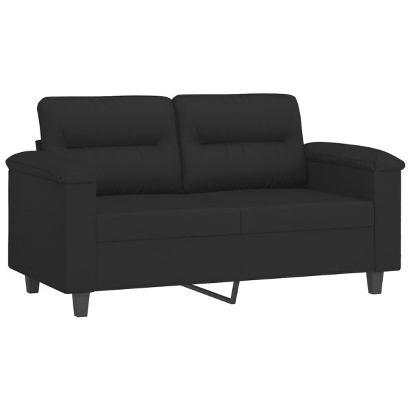 Sofá de 2 lugares 120 cm tecido de microfibra preto - Image 2