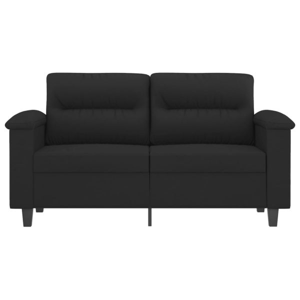 Sofá de 2 lugares 120 cm tecido de microfibra preto - Image 3