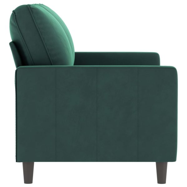 Sofá de 2 lugares 120 cm veludo verde-escuro - Image 4