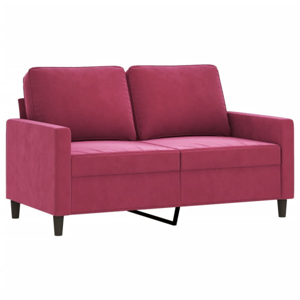 Sofá de 2 lugares veludo 120 cm vermelho tinto - Image 2