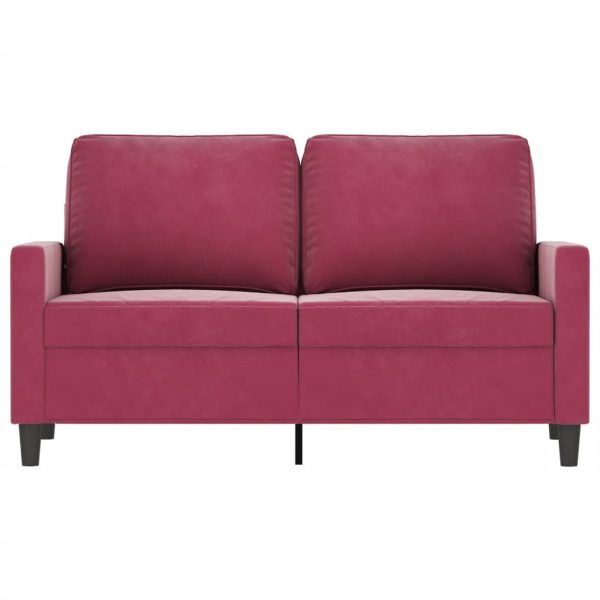 Sofá de 2 lugares veludo 120 cm vermelho tinto - Image 3