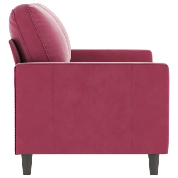 Sofá de 2 lugares veludo 120 cm vermelho tinto - Image 4