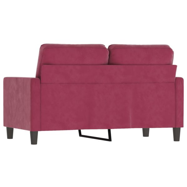 Sofá de 2 lugares veludo 120 cm vermelho tinto - Image 5