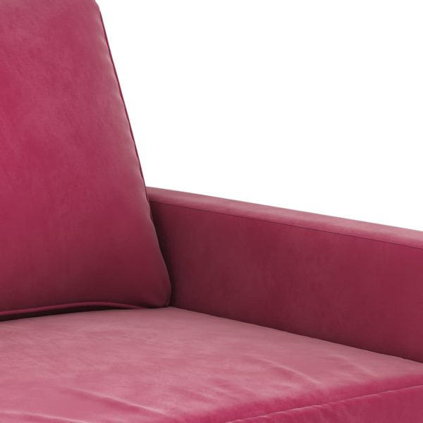 Sofá de 2 lugares veludo 120 cm vermelho tinto - Image 6