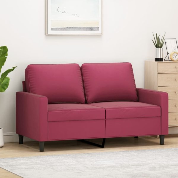 Sofá de 2 lugares veludo 120 cm vermelho tinto