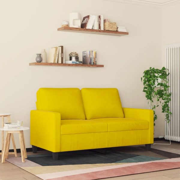 Sofá de 2 lugares veludo 120 cm amarelo - Image 3