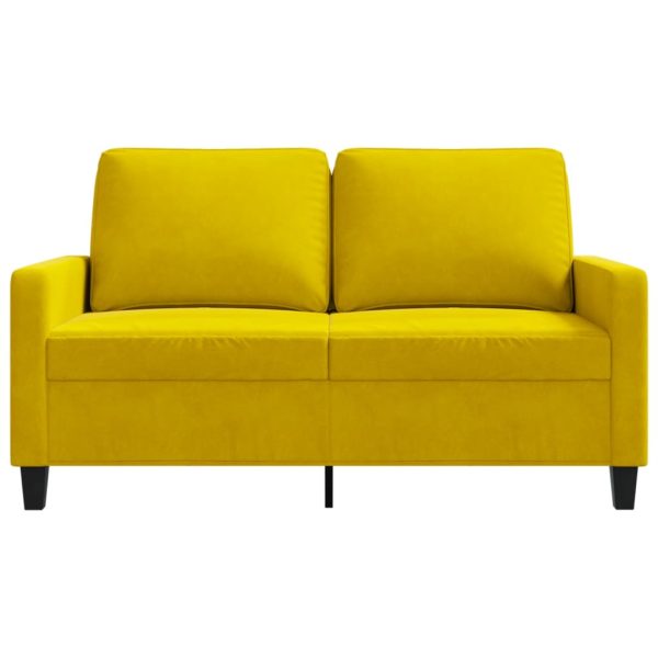 Sofá de 2 lugares veludo 120 cm amarelo - Image 4