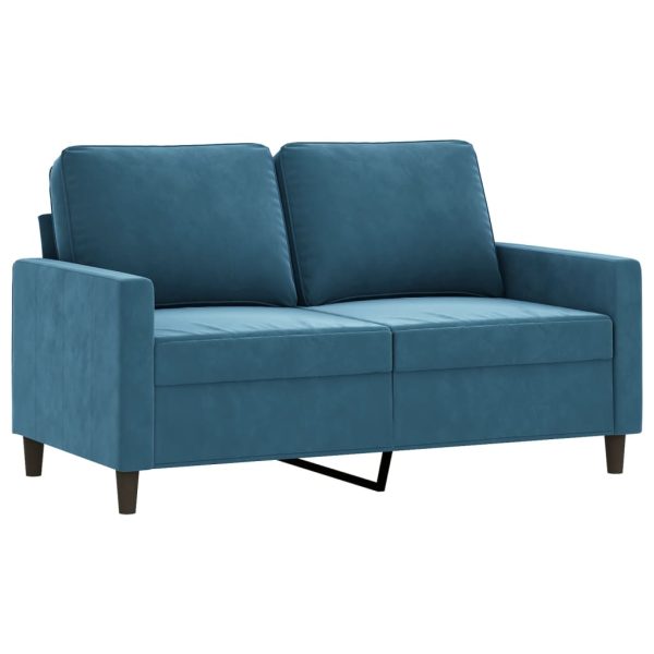 Sofá de 2 lugares veludo 120 cm azul - Image 2