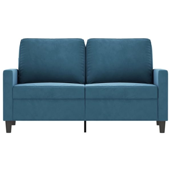 Sofá de 2 lugares veludo 120 cm azul - Image 3