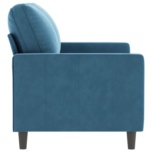 Sofá de 2 lugares veludo 120 cm azul - Image 4