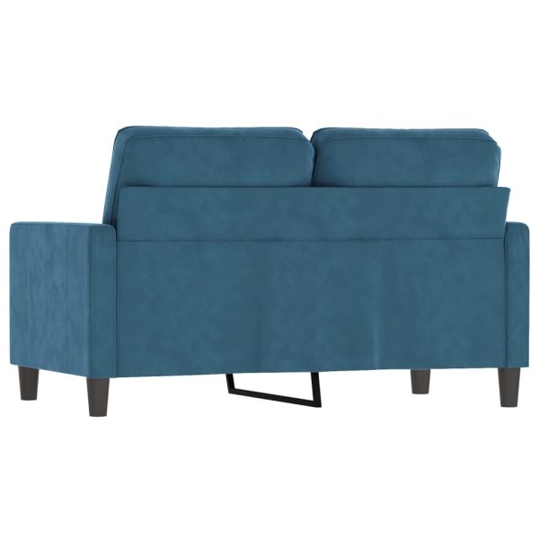 Sofá de 2 lugares veludo 120 cm azul - Image 5