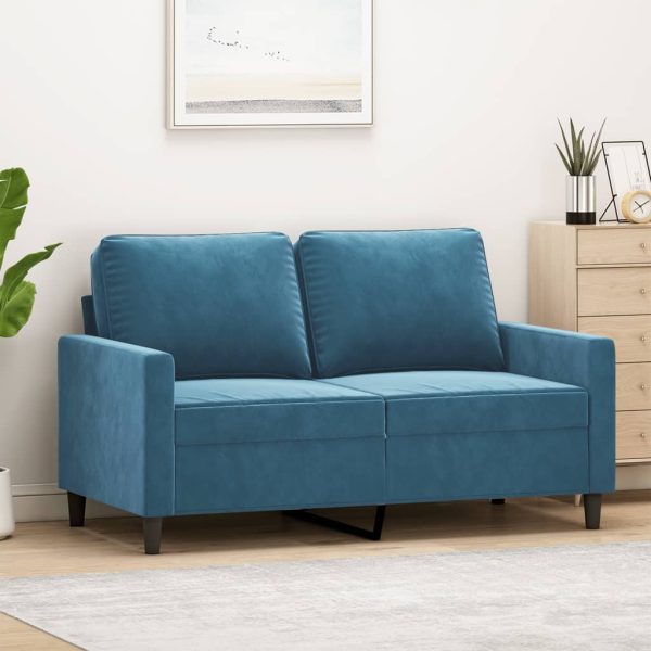 Sofá de 2 lugares veludo 120 cm azul