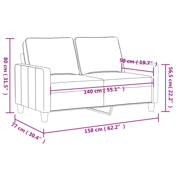 Sofá de 2 lugares 140 cm veludo cinza-claro - Image 8