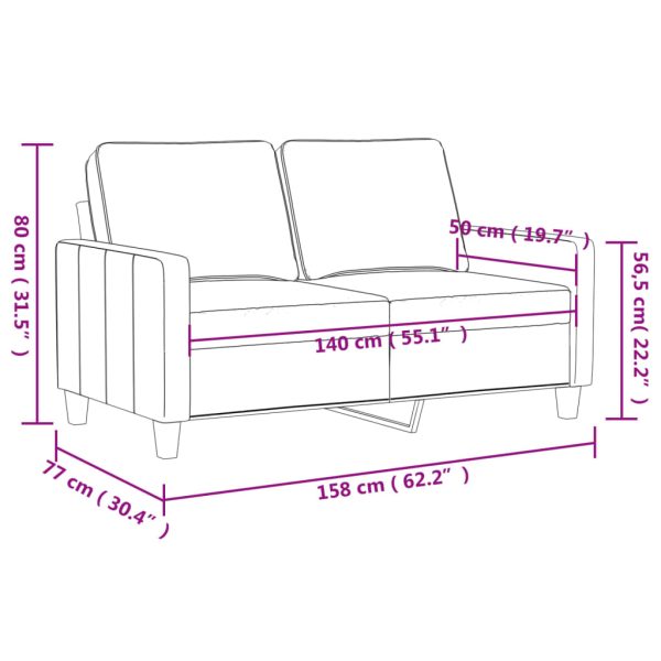 Sofá de 2 lugares 140 cm veludo cinza-escuro - Image 8