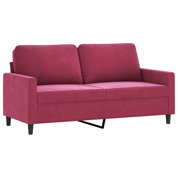 Sofá de 2 lugares veludo 140 cm vermelho tinto - Image 2