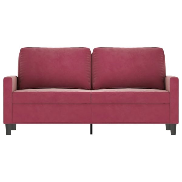 Sofá de 2 lugares veludo 140 cm vermelho tinto - Image 3