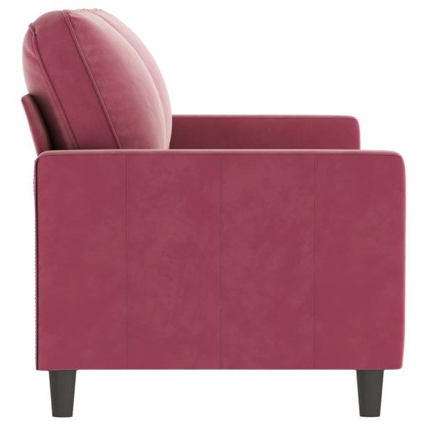 Sofá de 2 lugares veludo 140 cm vermelho tinto - Image 4