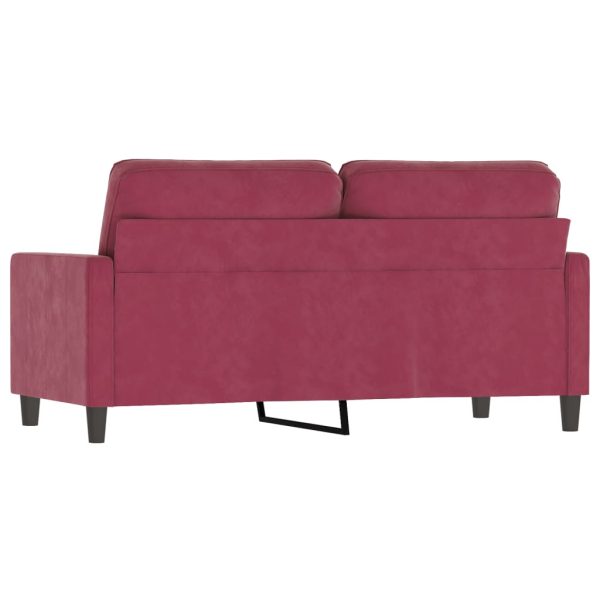 Sofá de 2 lugares veludo 140 cm vermelho tinto - Image 5