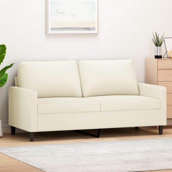 Sofá de 2 lugares veludo 140 cm cor creme