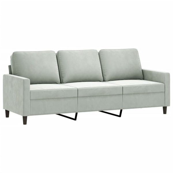 Sofá de 3 lugares 180 cm veludo cinzento-claro - Image 2