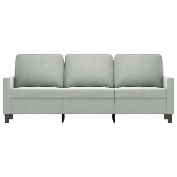 Sofá de 3 lugares 180 cm veludo cinzento-claro - Image 3