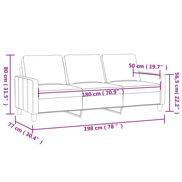 Sofá de 3 lugares 180 cm veludo cinzento-claro - Image 8