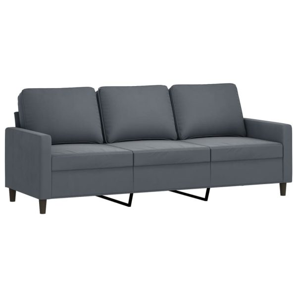 Sofá de 3 lugares 180 cm veludo cinza-escuro - Image 2