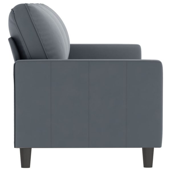 Sofá de 3 lugares 180 cm veludo cinza-escuro - Image 4