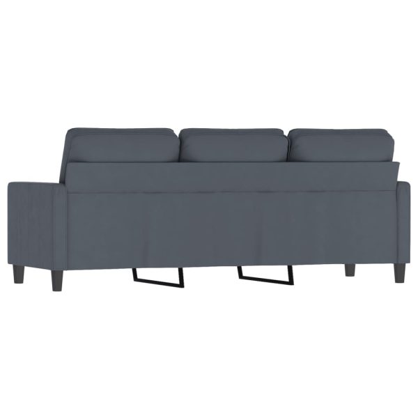 Sofá de 3 lugares 180 cm veludo cinza-escuro - Image 5