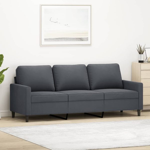 Sofá de 3 lugares 180 cm veludo cinza-escuro
