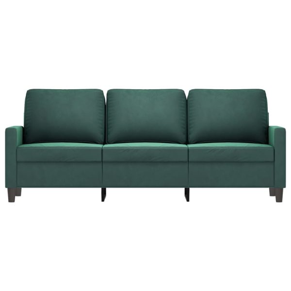 Sofá de 3 lugares 180 cm veludo verde-escuro - Image 3