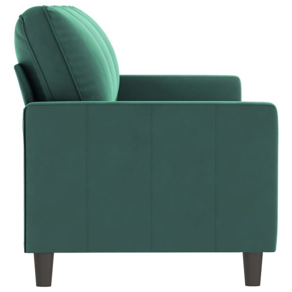 Sofá de 3 lugares 180 cm veludo verde-escuro - Image 4