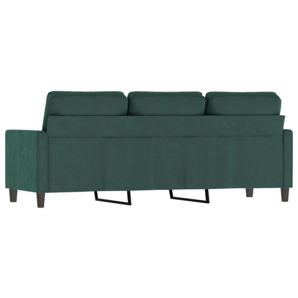 Sofá de 3 lugares 180 cm veludo verde-escuro - Image 5