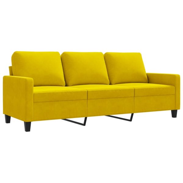 Sofá de 3 lugares 180 cm veludo amarelo - Image 2