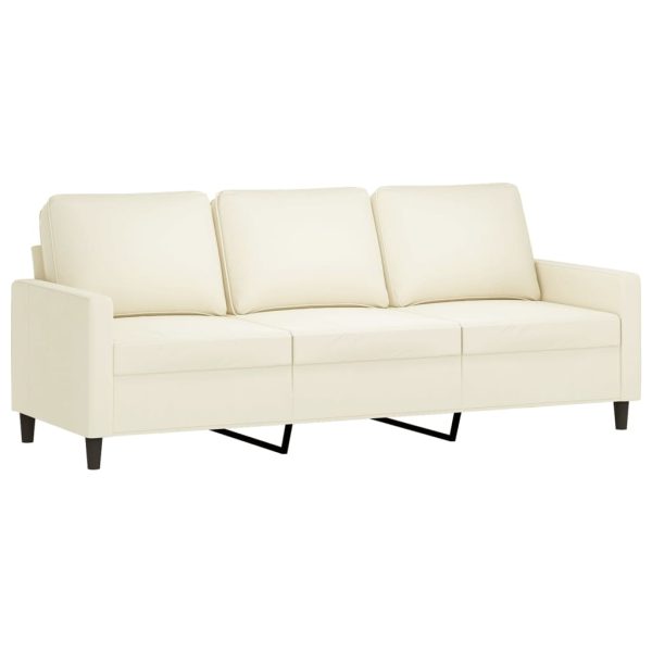 Sofá de 3 lugares 180 cm veludo cor creme - Image 2
