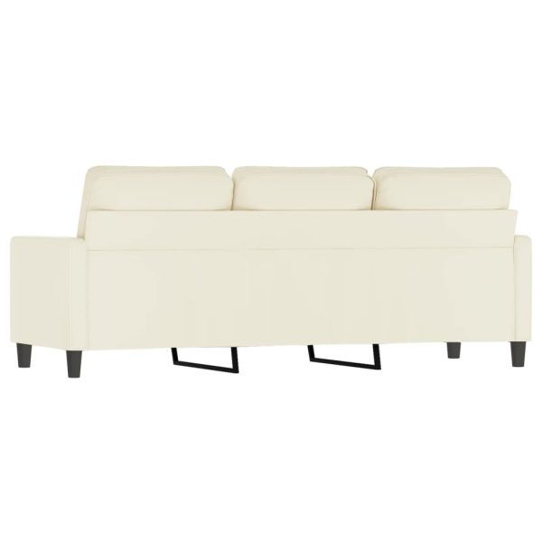 Sofá de 3 lugares 180 cm veludo cor creme - Image 5