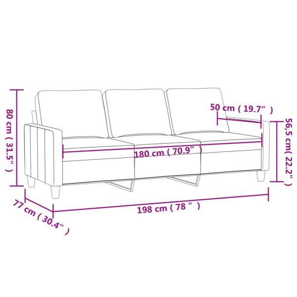 Sofá de 3 lugares 180 cm veludo cor creme - Image 8