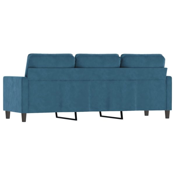 Sofá de 3 lugares 180 cm veludo azul - Image 5