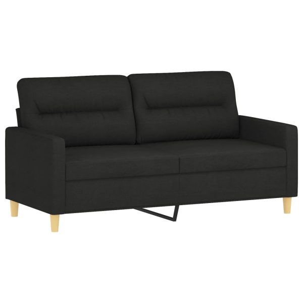 Sofá de 2 lugares tecido 140 cm preto - Image 2